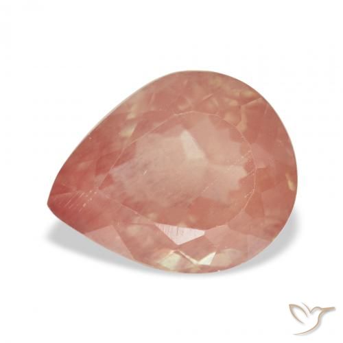 3.24ct Natural Medium Red Andesine Labradorite, Pear Shape, Transparent