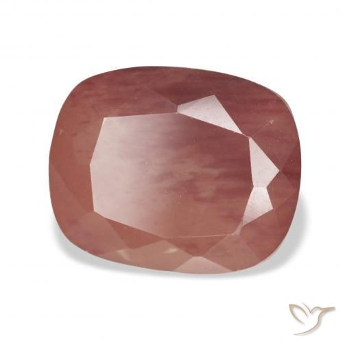 5.27 ct Red Andesine Labradorite Stone, Natural Andesine Labradorite in Cushion-Cut Shape for Sale