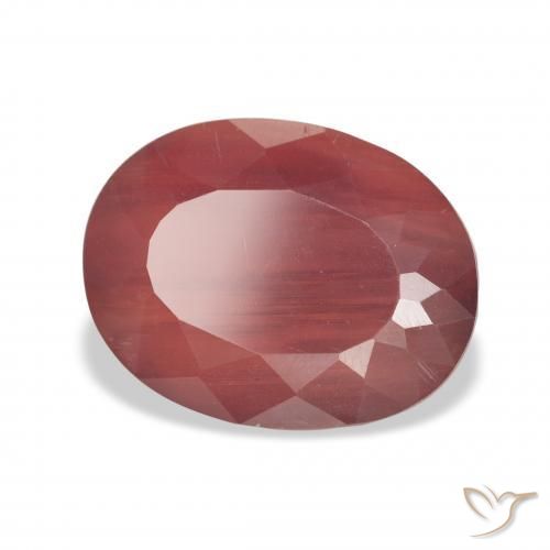 4.31 ct Red Andesine Labradorite Stone, Natural Andesine Labradorite in Oval Facet Shape for Sale