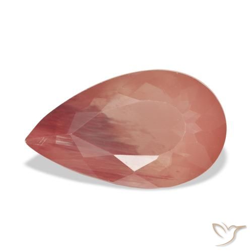 6.34ct Pale Reddish Orange Andesine Labradorite, Pear Shape, Transparent