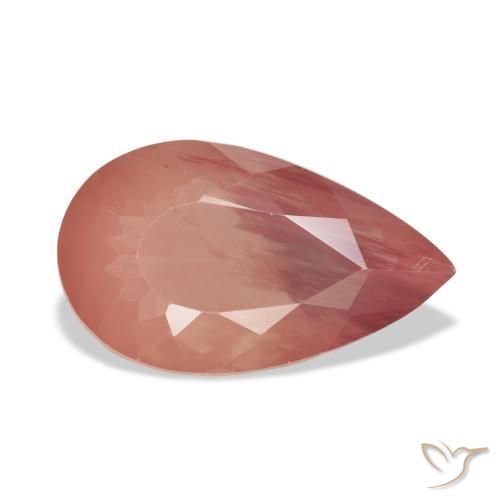 6.34 ct Red Andesine Labradorite Stone, Natural Andesine Labradorite in Pear Facet Shape for Sale
