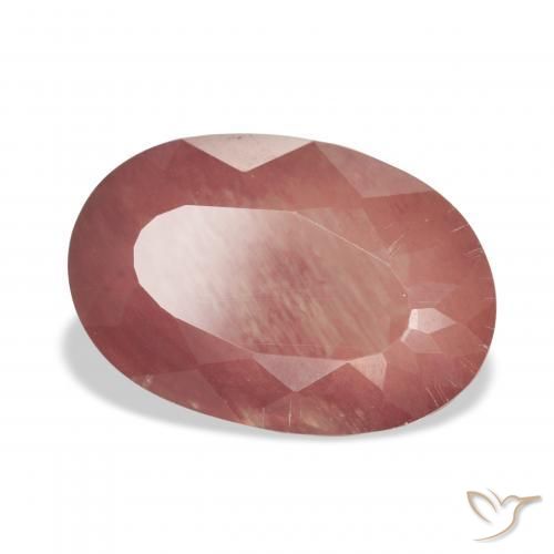 5.54 ct Red Andesine Labradorite Stone, Natural Andesine Labradorite in Oval Facet Shape for Sale