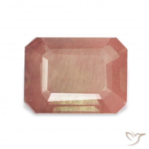 3.85ct Pale Reddish Orange Andesine Labradorite, Emerald Cut, Transparent