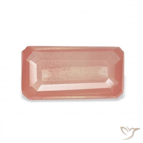 2.92ct Orangish Pink Andesine Labradorite, Emerald Cut, Transparent