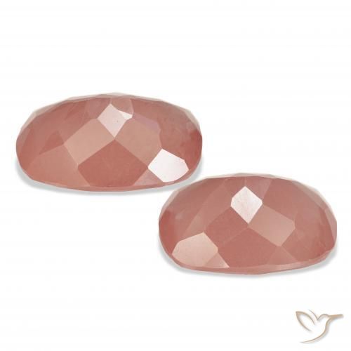 Andesine Labradorite Gemstones in 12.4 x 8.7 mm Size for Sale, Andesine Labradorite Stones in Medium Pink Color