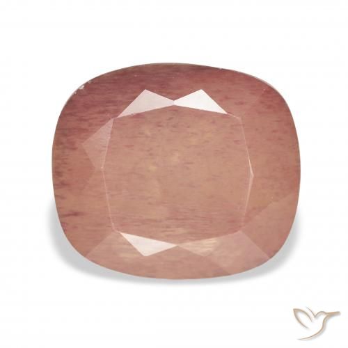 5.25ct Orangish Pink Andesine Labradorite, Cushion, Transparent