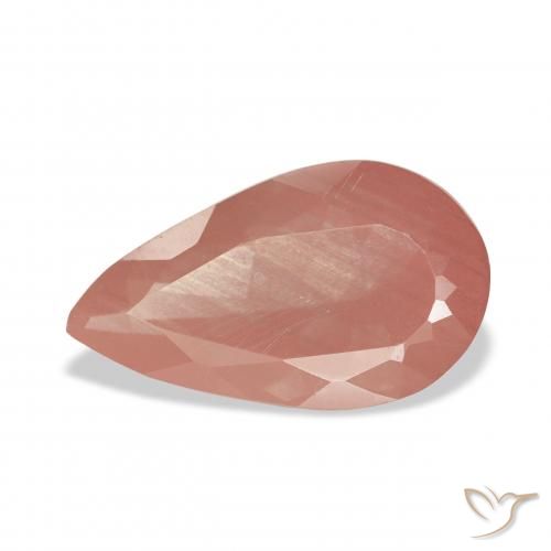 3.75ct Orangish Pink Andesine Labradorite, Pear Shape, Transparent
