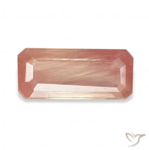 2.73ct Grapefruit Pink Andesine Labradorite, Emerald Cut, Transparent