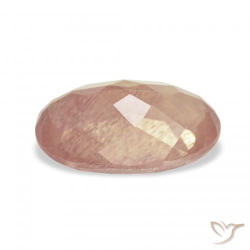 Andesine Labradorite Gemstone in 11.4 x 7 mm Size for Sale, Andesine Labradorite Stone in Light Reddish Orange Color