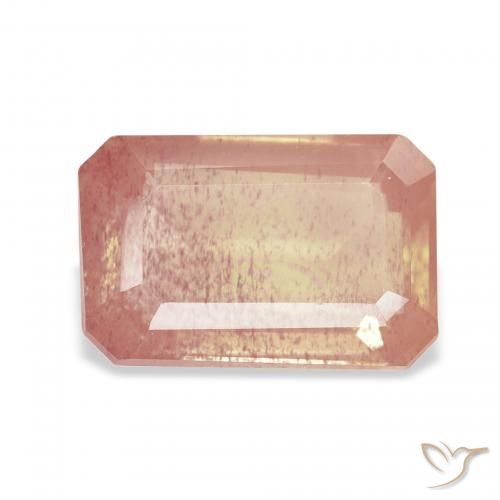 2.68ct Light Reddish Orange Andesine Labradorite, Emerald Cut, Transparent