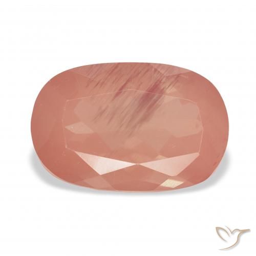 4.36ct Reddish Orange Andesine Labradorite, Cushion, Transparent