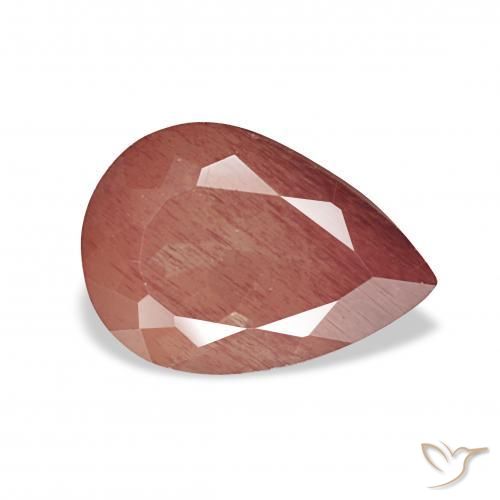 3.04 ct Red Andesine Labradorite Stone, Natural Andesine Labradorite in Pear Facet Shape for Sale