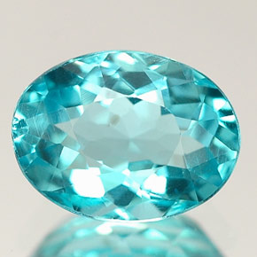 1.36 ct Blue Apatite Gemstone, Apatite Gem in Oval Facet Shape for Sale.