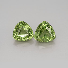 3.14 ct Green Apatite Gemstone, Apatite Gem in Trillion Facet Shape for Sale.