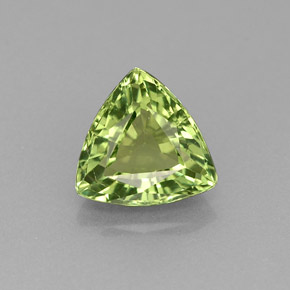 1.30 ct Green Apatite Gemstone, Apatite Gem in Trillion Facet Shape for Sale.