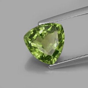 1.99 ct Green Apatite Stone, Natural Apatite in Trillion Facet Shape for Sale