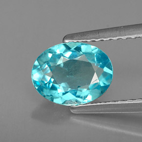 1.19 ct Blue Apatite Gemstone, Apatite Gem in Oval Facet Shape for Sale.