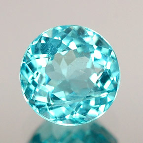 0.74 ct Blue Apatite Gemstone, Apatite Gem in Round Facet Shape for Sale.