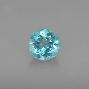 0.70 ct Blue Apatite Gemstone, Apatite Gem in Round Facet Shape for Sale.