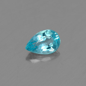 0.48 ct Blue Apatite Gemstone, Apatite Gem in Pear Facet Shape for Sale.