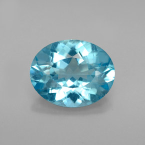 2.42 ct Blue Apatite Gemstone, Apatite Gem in Oval Facet Shape for Sale.