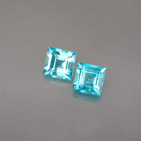 1.23 ct Blue Apatite Gemstone, Apatite Gem in Square Facet Shape for Sale.