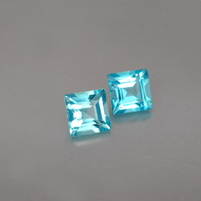 1.23 ct Blue Apatite Stone, Natural Apatite in Square Facet Shape for Sale