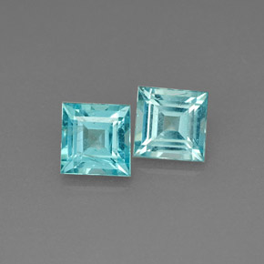 1.29 ct Blue Apatite Gemstone, Apatite Gem in Square Facet Shape for Sale.