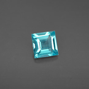 0.68 ct Blue Apatite Gemstone, Apatite Gem in Square Facet Shape for Sale.