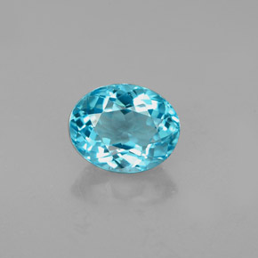 1.17 ct Blue Apatite Gemstone, Apatite Gem in Oval Facet Shape for Sale.
