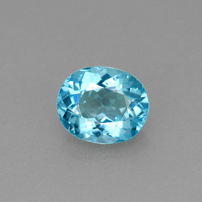 0.84 ct Blue Apatite Gemstone, Apatite Gem in Oval Facet Shape for Sale.