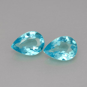 1.40 ct Blue Apatite Gemstone, Apatite Gem in Pear Facet Shape for Sale.