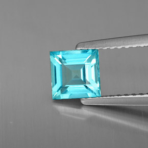 0.81 ct Blue Apatite Gemstone, Apatite Gem in Square Facet Shape for Sale.