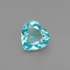 1.05 ct Blue Apatite Gemstone, Apatite Gem in Heart Facet Shape for Sale.