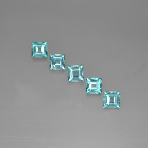 3.34 ct Blue Apatite Gemstone, Apatite Gem in Square Facet Shape for Sale.