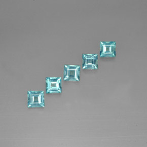 3.34 ct Blue Apatite Stone, Natural Apatite in Square Facet Shape for Sale