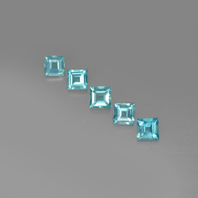 3.17 ct Blue Apatite Gemstone, Apatite Gem in Square Facet Shape for Sale.