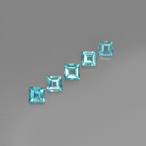3.17 ct Blue Apatite Stone, Natural Apatite in Square Facet Shape for Sale