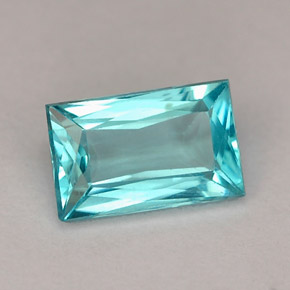 1.27 ct Blue Apatite Gemstone, Apatite Gem in Baguette Facet Shape for Sale.
