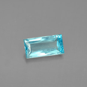 0.87 ct Blue Apatite Gemstone, Apatite Gem in Baguette Facet Shape for Sale.