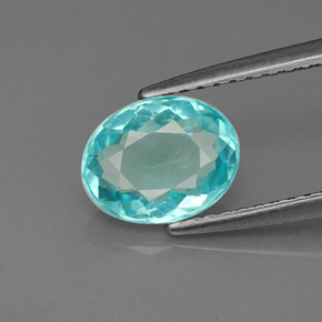 1.44 ct Blue Apatite Gemstone, Apatite Gem in Oval Facet Shape for Sale.