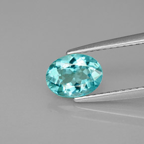 1.01 ct Blue Apatite Gemstone, Apatite Gem in Oval Facet Shape for Sale.