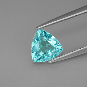 1.08 ct Blue Apatite Gemstone, Apatite Gem in Trillion Facet Shape for Sale.