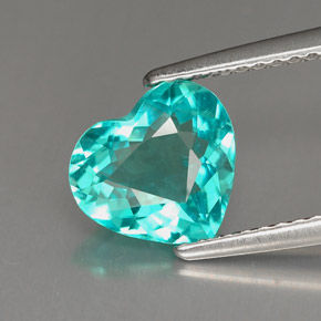1.67 ct Blue Apatite Gemstone, Apatite Gem in Heart Facet Shape for Sale.