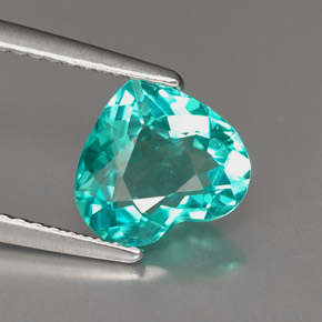 1.67 ct Blue Apatite Stone, Natural Apatite in Heart Facet Shape for Sale