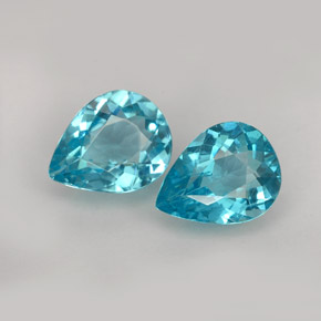3.13 ct Blue Apatite Gemstone, Apatite Gem in Pear Facet Shape for Sale.