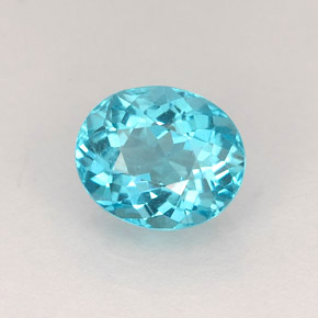 1.37 ct Blue Apatite Gemstone, Apatite Gem in Oval Facet Shape for Sale.