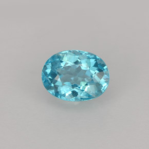 1.01 ct Blue Apatite Gemstone, Apatite Gem in Oval Facet Shape for Sale.