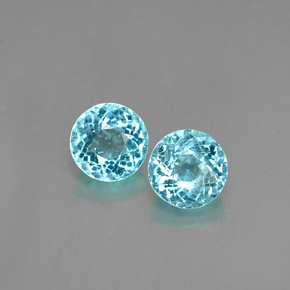 1.25 ct Blue Apatite Gemstone, Apatite Gem in Round Facet Shape for Sale.