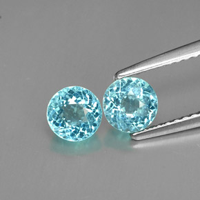 1.25 ct Blue Apatite Stone, Natural Apatite in Round Facet Shape for Sale